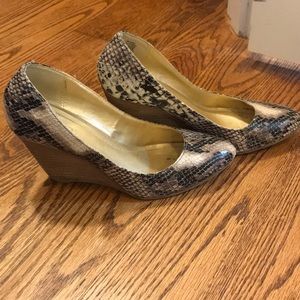 Kenneth Cole Snakeskin Wedge Heels